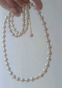 Pearl Necklace and Bracelet Set