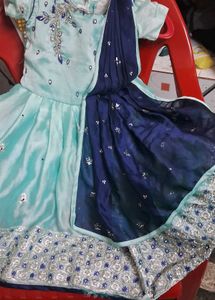 small girl  sky blue  stylish frock -size 30