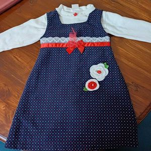 Designer Woollen Tunic Party Dress For Kids 3 to 6