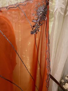 Elegant Orange Saree without blouse