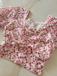 Floral Puff Sleeve Crop Top
