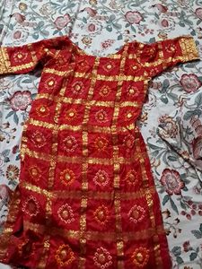 Elegant Red Bandhani Kurta 💃💃