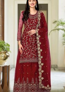 Stunning Red Embroidered Lehenga Choli