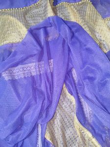 Beautiful Purple Saree with Golden Border