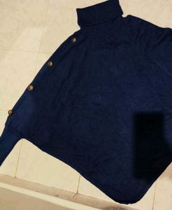 Navy Blue Button Detail Sweater