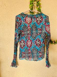 Boho Paisley Print Long Sleeve Blouse