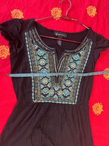 Boho Embroidered Black Top