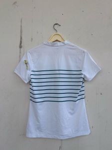 authentic Nike White Striped Polo T-Shirt