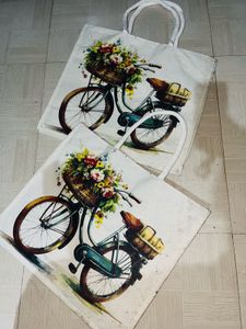 Floral Bicycle Tote Bag