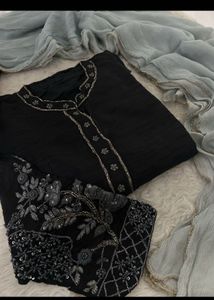 Elegant Black Kurta Set with Embellishments