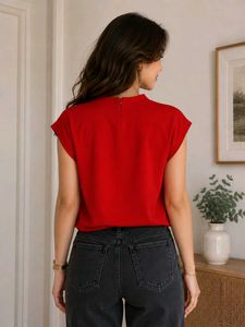 Trendy Red Designer Top with Black Zigzag Print 🎀