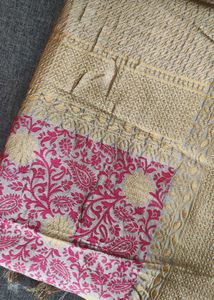 Elegant Pink &amp; Gold Silk Saree