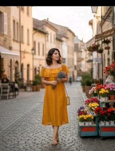Chic Yellow Lace Off-Shoulder Midi Dress