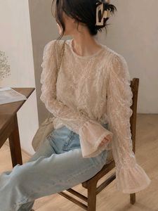 Elegant Lace Blouse with Puff Sleeves