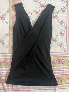 Stylish Black V-Neck Wrap Top