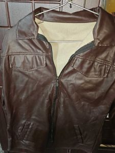 Men's Brown Faux Leather Jacket