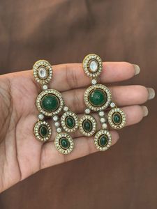 Stunning Green Stone Dangle Earrings