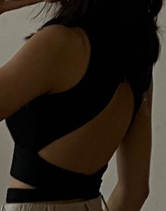 Sleek Black Sleeveless backless Top