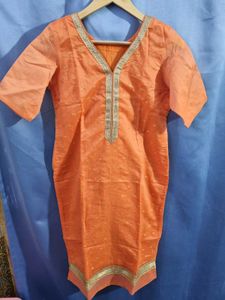 Orange Kurta Set with Embellishments