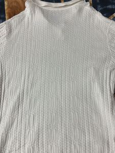 Splash premium White Textured Polo Sweater(importe