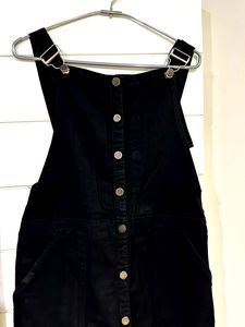 Black Denim Pinafore Dress