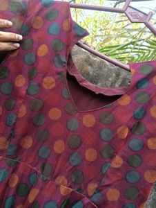 Elegant Maroon Polka Dot Dress