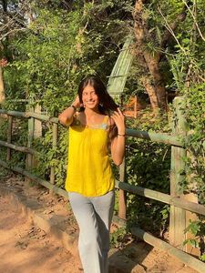 Vibrant Yellow Crochet Trim Tank Top