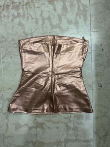 Metallic Ruched Strapless Top
