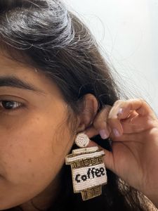 Unique Coffee Cup Dangle Earrings