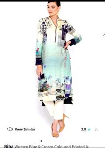 Biba Women Blue & Cream Kurta