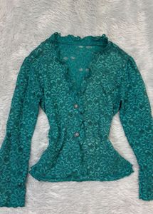 Beautiful Teal Lace Blouse