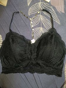 Lace Bralette with Stone Detail in back