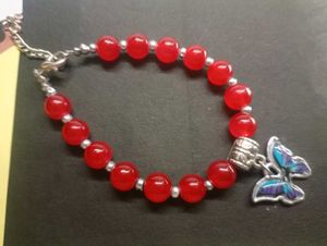 Red Beaded Bracelet with Butterfly Charm