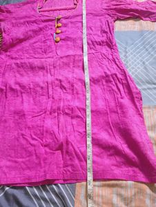 Vibrant Pink Kurta Set with Yellow Palazzo