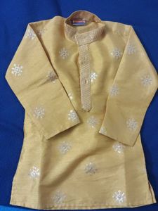 kids's Yellow Kurta Sequin Work without chudidar