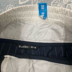 Zudio Double Waistband Blue Pinstriped Trousers