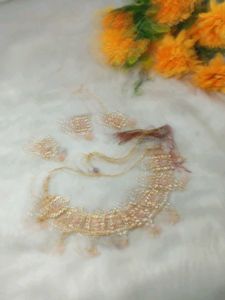 mirror plus minakari Giri peach color necklace des