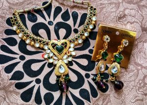 Green &amp; Purple Traditional Jewellery Set