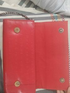 Red Chain Strap Clutch