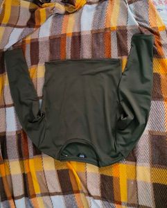 Olive Green Long Sleeve Crop Top