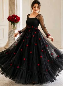 Elegant Black Floral Gown