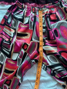 Silky Pajama Set - Pink Geometric Print