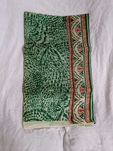 Green Leopard Print Kashmiri Silk Saree