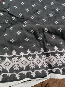 Black and silver khadi saree