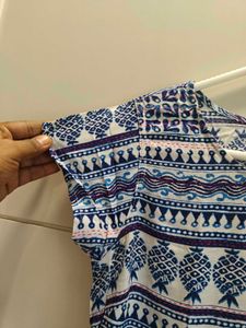 Blue &amp; White Printed Maxi Dress in M
