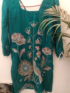 Stunning Teal Kurta with Embellishments