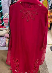 Stunning Pink crystal embellished Kurta Set XL