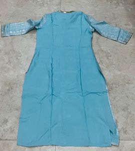 Glittery Sky Blue Ethnic Kurta