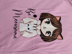 Cute Pink Cat Graphic T-Shirt