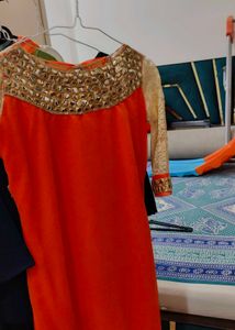 designer orange kurti